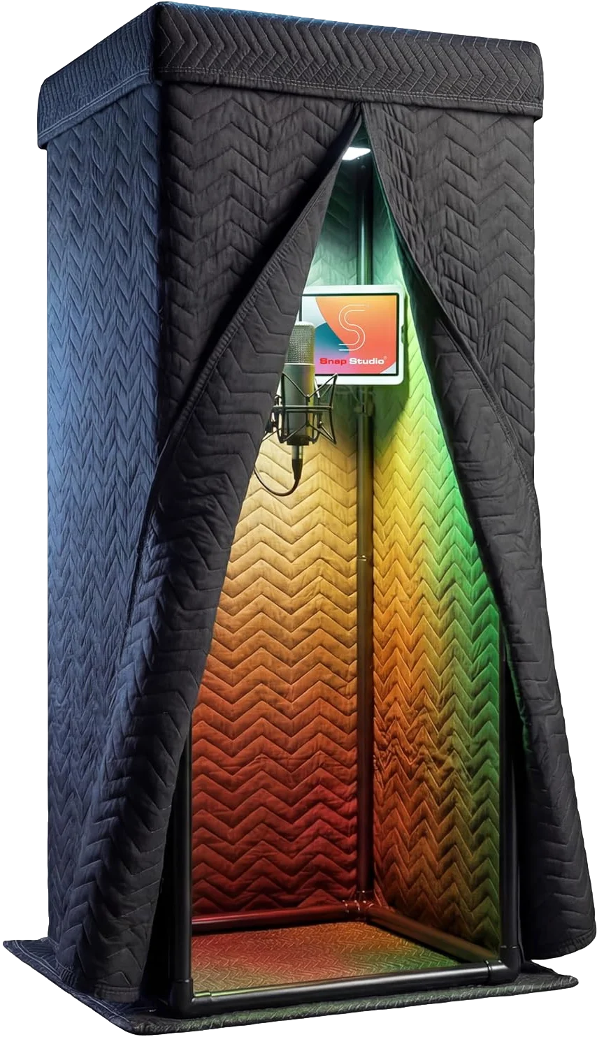 Snap Studio Deluxe Vocal Booth - Portable recording booth with acoustic panels and microphone stand